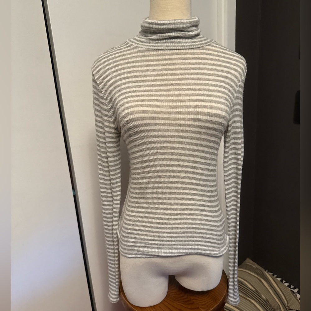 Garage Gray Striped Turtleneck Top